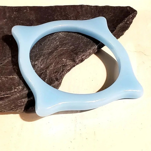 Light Blue Irregular Square New Vintage Y2K 90s Retro Structural Bangle Bracelet - Picture 4 of 7